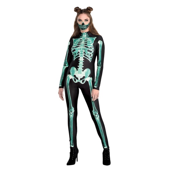 NWT Glow In The Dark Skeleton Catsuit Women’s Halloween Costume - Size L/XL - Picture 1 of 7